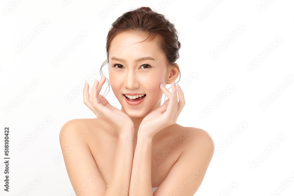 Beautiful young asian woman with clean fresh skin on white background, Face care, Facial treatment, Cosmetology, beauty and spa, Asian women portrait. Beautiful young asian woman with clean fresh skin on white background, Face care, Facial treatment, Cosmetology, beauty and spa, Asian women portrait.