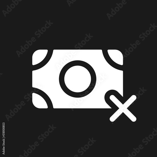 Cashless payment only dark mode glyph ui icon. Pay with credit card. User interface design. White silhouette symbol on black space. Solid pictogram for web, mobile. Vector isolated illustration