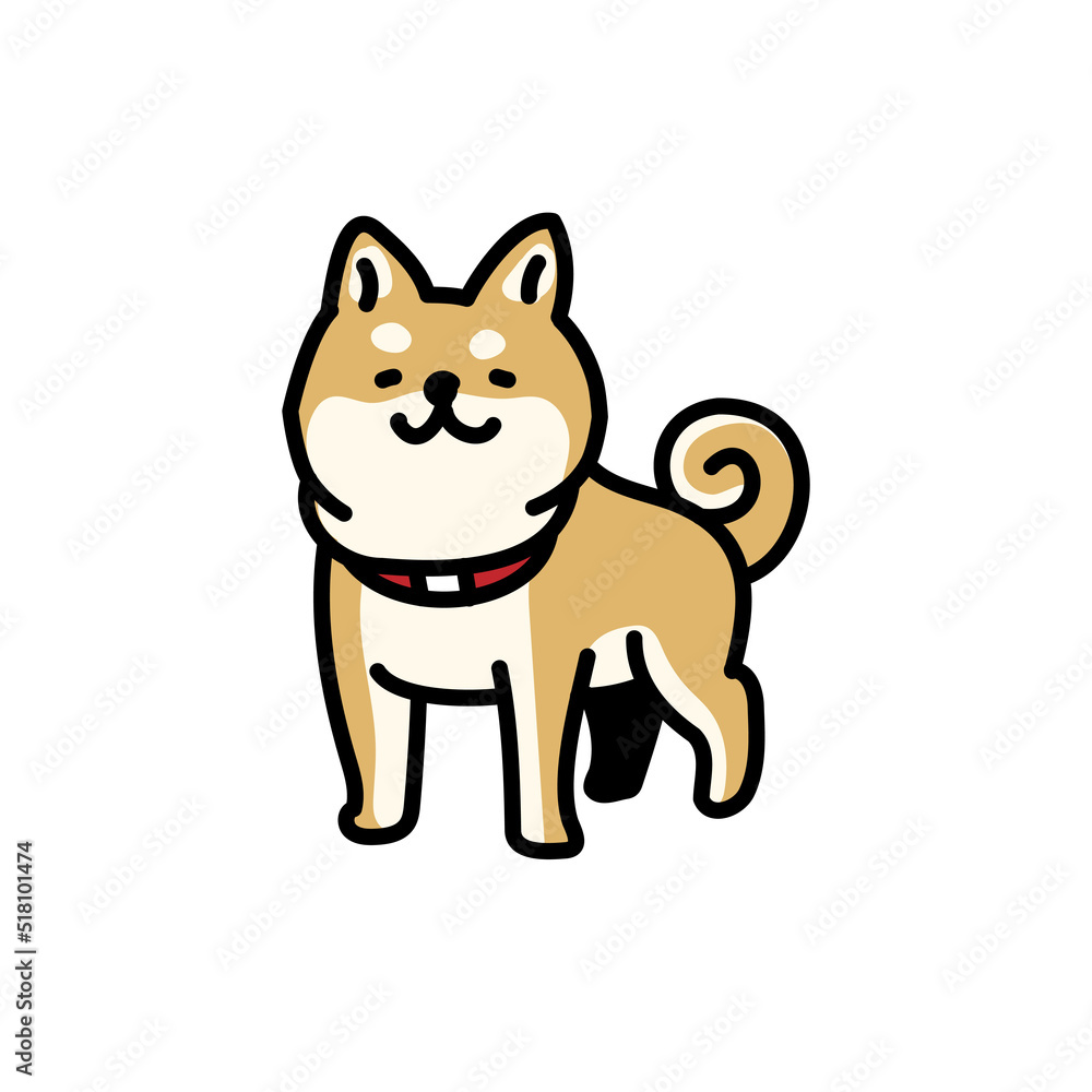 シンプルでかわいい微笑む柴犬のイラスト