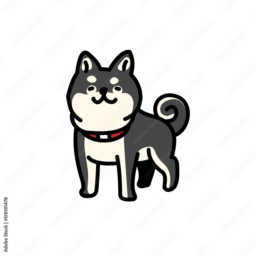 シンプルでかわいい微笑む柴犬のイラスト シンプルでかわいい微笑む柴犬のイラスト