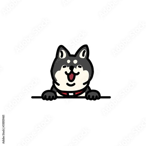 嬉しそうに顔を出す柴犬のイラスト