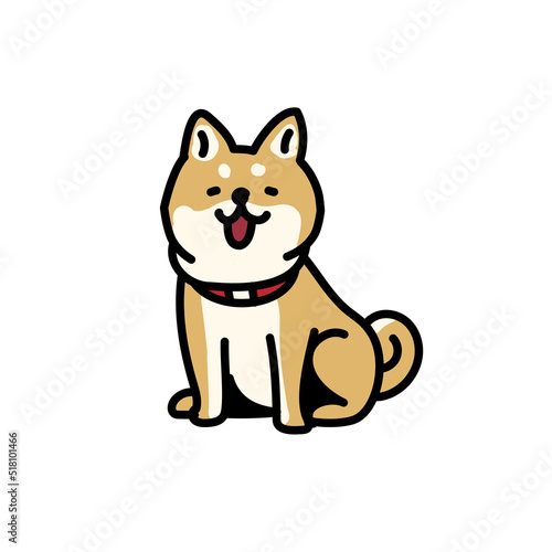 お座りするシンプルでかわいい柴犬のイラスト
