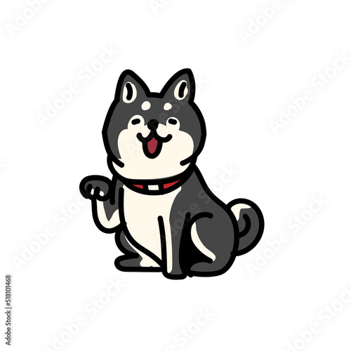 前足を上げるシンプルでかわいい柴犬のイラスト