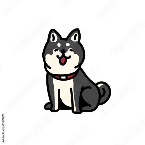 お座りするシンプルでかわいい柴犬のイラスト