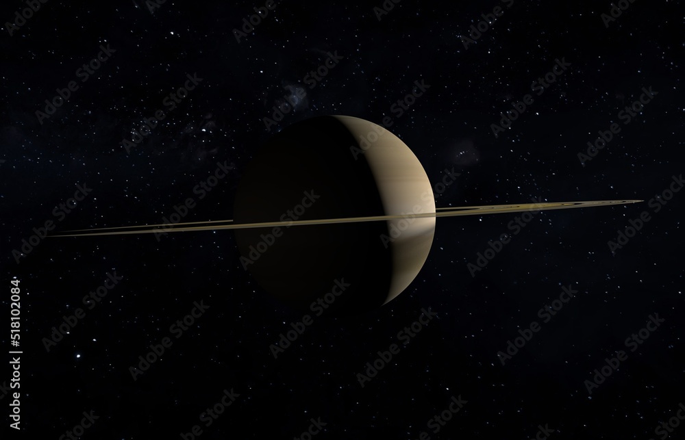 Planet Saturn with magnificent rings in the boundless space. 3d illustration Planet Saturn with magnificent rings in the boundless space. 3d illustration