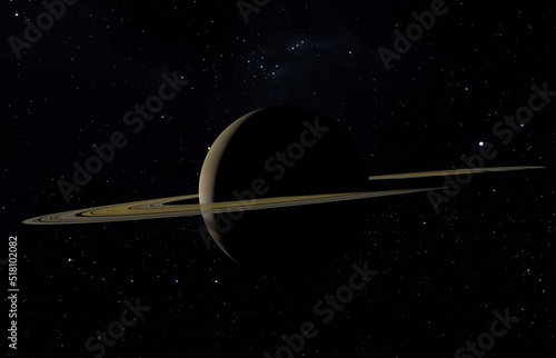 Planet Saturn with magnificent rings in the boundless space. 3d illustration