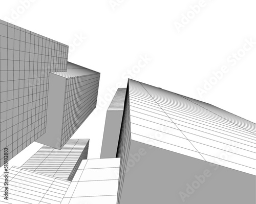 Modern architecture building 3d illustration