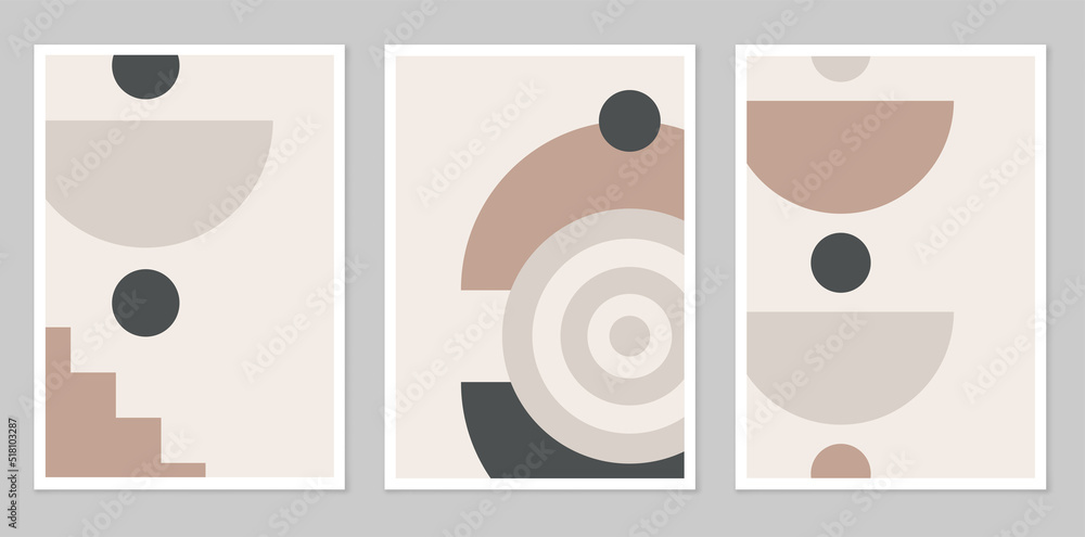 Vector illustration. Boho style. A set of abstract posters.