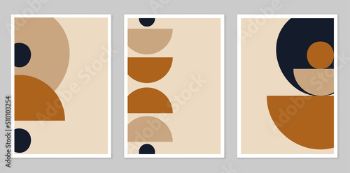 A hand-drawn abstract set of figures, in the boho style with a color form.
