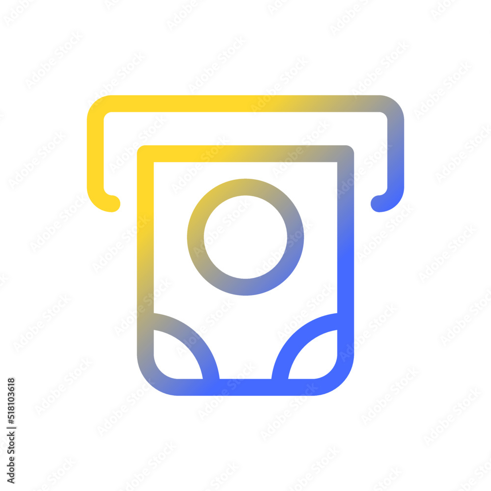 Money dispenser pixel perfect gradient linear ui icon. Automated teller machine. Deposit slot. Line color user interface symbol. Modern style pictogram. Vector isolated outline illustration Money dispenser pixel perfect gradient linear ui icon. Automated teller machine. Deposit slot. Line color user interface symbol. Modern style pictogram. Vector isolated outline illustration