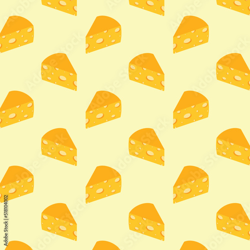 Seamless hand drawn cute orange and yellow cheese pattern vector isolated on yellow background. Design for wrapping paper, tablecloth, gift paper, background, wallpaper and decor.