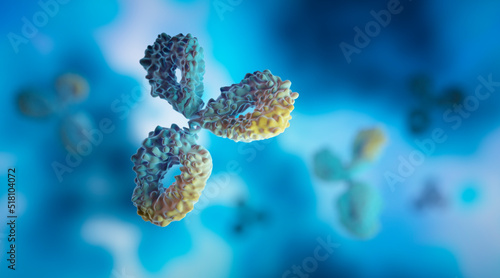 Molecular model of antibody - visual concept of immune System - 3D illustration photo