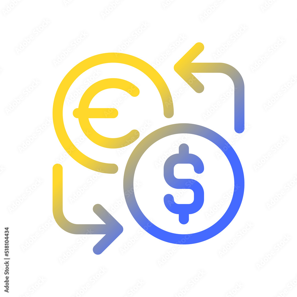 Currency exchange pixel perfect gradient linear ui icon. Financial operation. Foreign currency. Line color user interface symbol. Modern style pictogram. Vector isolated outline illustration Currency exchange pixel perfect gradient linear ui icon. Financial operation. Foreign currency. Line color user interface symbol. Modern style pictogram. Vector isolated outline illustration