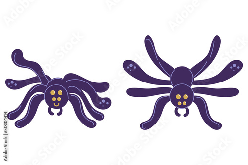 Spiders. A small set of two cute and funny spiders