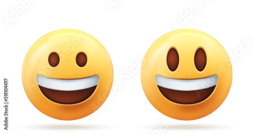 3d vector of yellow face emoji laughing icon isolated on white background