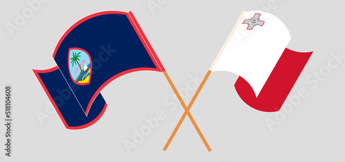 Crossed flags of Guam and Malta. Official colors. Correct proportion