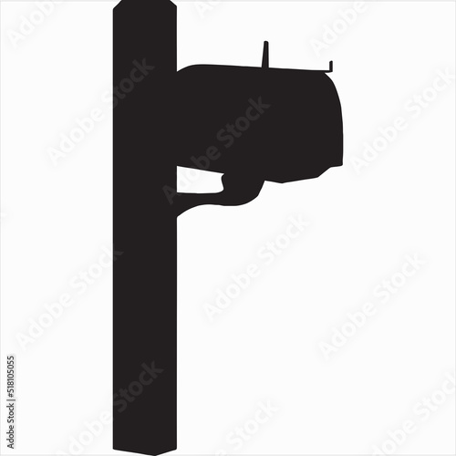 Vector, Image of mailbox, black and white color, with transparent background