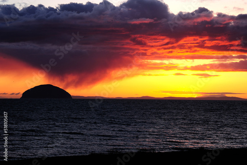 The spectacular rocky island of Ailsa Craig, aka Paddy's Milestone, a bird sanctuary which lies in the sea between the coasts of Scotland and Northern Ireland Fototapet
