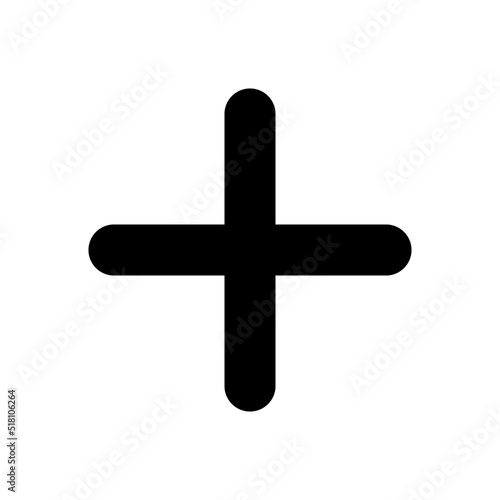 Plus black glyph ui icon. Expanding option. Interactive content. Upload new file. User interface design. Silhouette symbol on white space. Solid pictogram for web, mobile. Isolated vector illustration