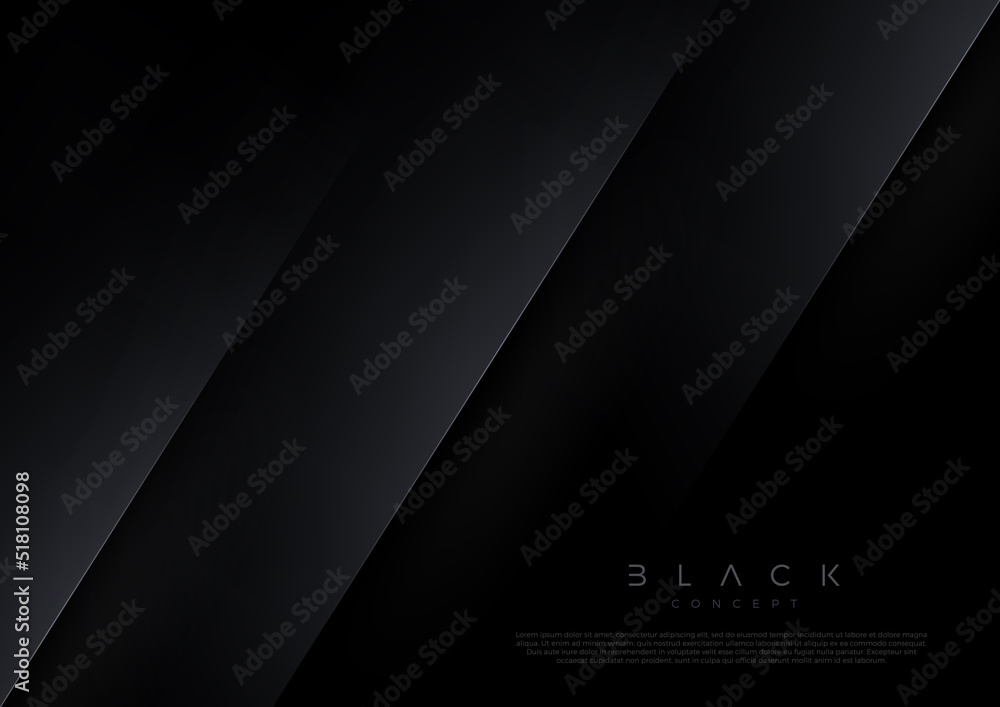 Black background with abstract 3d shape. Minimal concept design. Vector illustration,