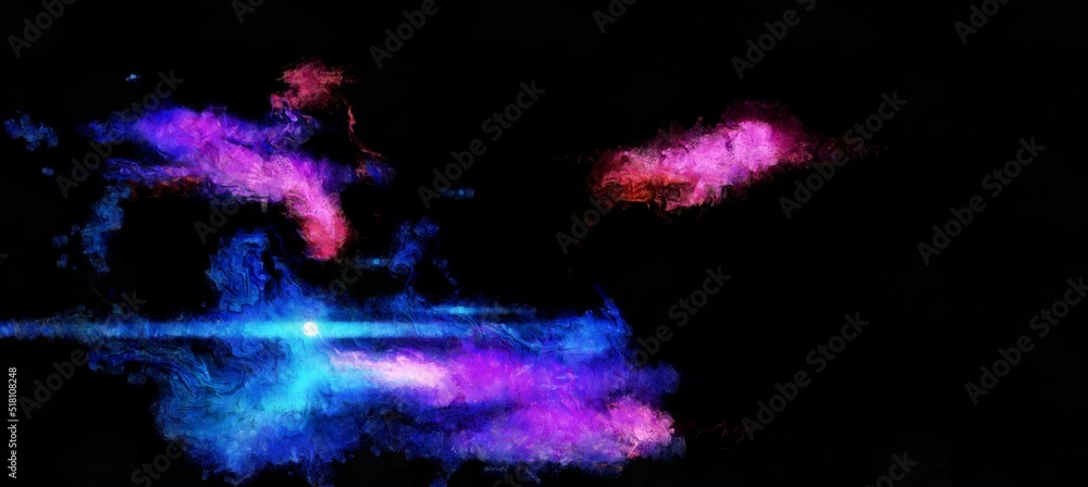 Abstract cosmic space and stars flowing digital fluid patterns in a painterly style - watercolor bright acrylic paint and ink styled  bright abstract concept