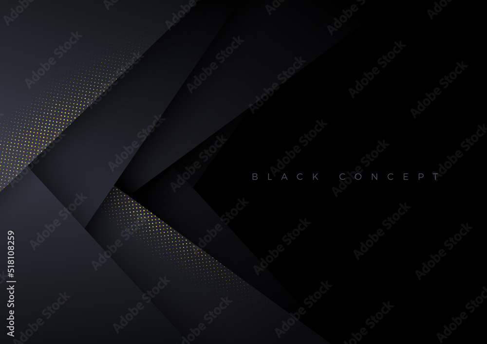 Black background with 3d layered abstract shape. Minimal luxury ...