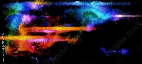 Abstract cosmic space and stars flowing digital fluid patterns in a painterly style - watercolor bright acrylic paint and ink styled  bright abstract concept © Rossouw