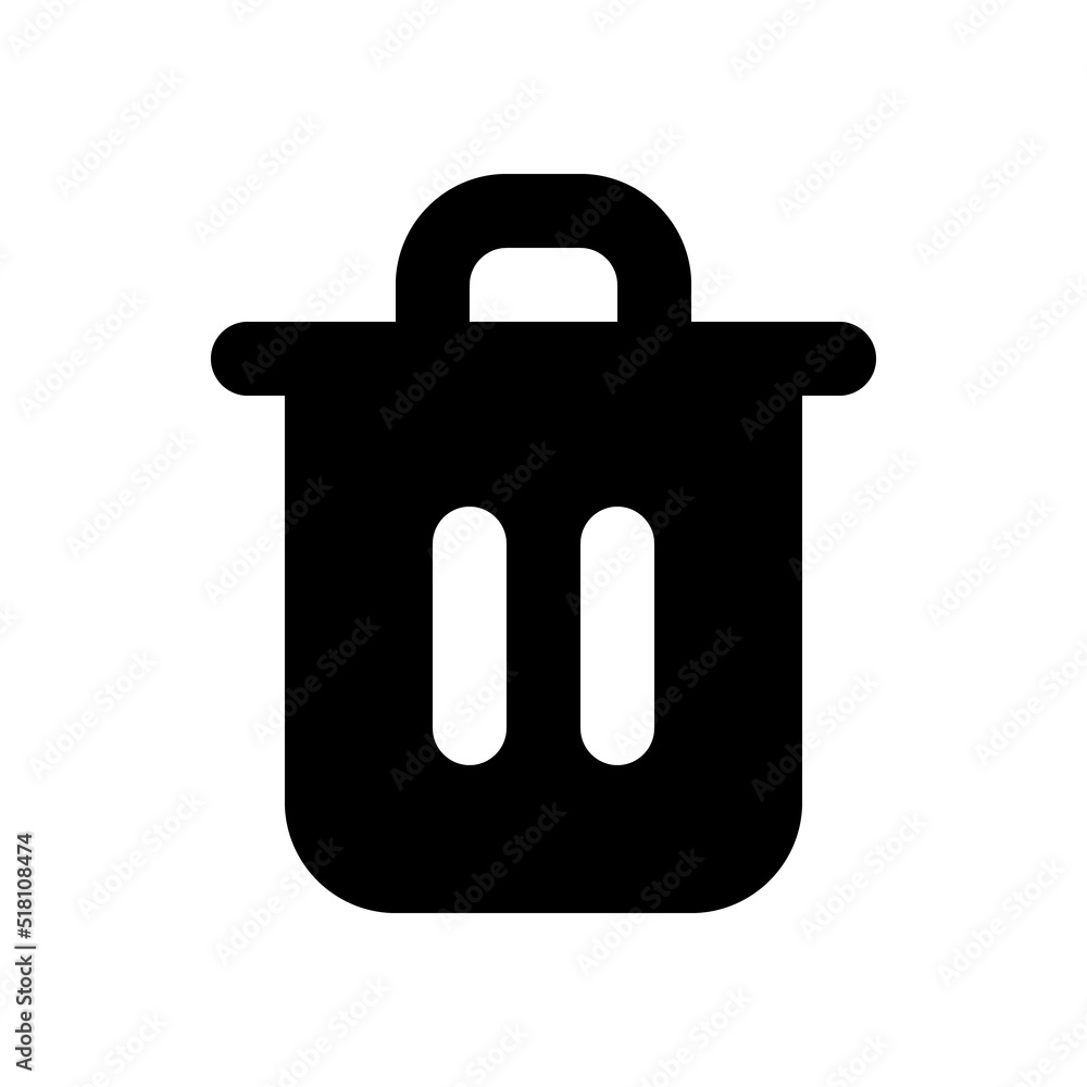 Trash can black glyph ui icon. Delete button. Recycle bin. Waste container. User interface design. Silhouette symbol on white space. Solid pictogram for web, mobile. Isolated vector illustration Trash can black glyph ui icon. Delete button. Recycle bin. Waste container. User interface design. Silhouette symbol on white space. Solid pictogram for web, mobile. Isolated vector illustration