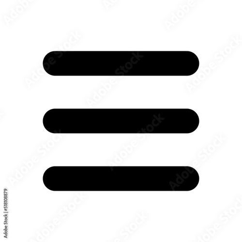 Hamburger like menu black glyph ui icon. Three lines. More options. Navigation. User interface design. Silhouette symbol on white space. Solid pictogram for web, mobile. Isolated vector illustration