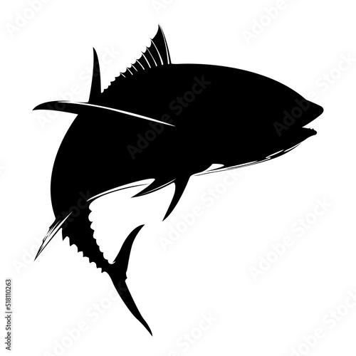 Tuna fishing logo. Unique and fresh tuna jumping.Fish on a white background