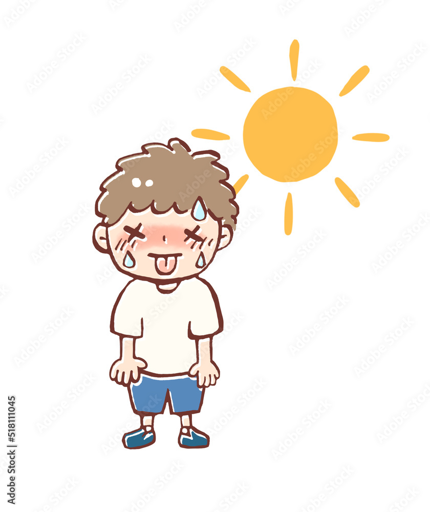 子どもの熱中症イラスト