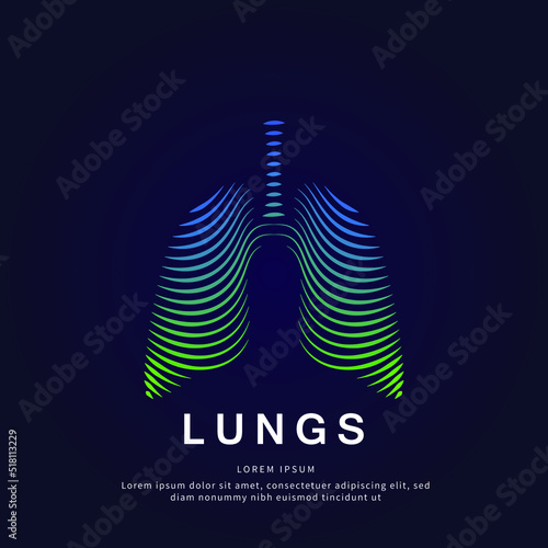 Human lungs medical structure. Vector logo lungs color silhouette on a dark background. Lungs care logo vector template suitable for organization, company, or community. EPS 10