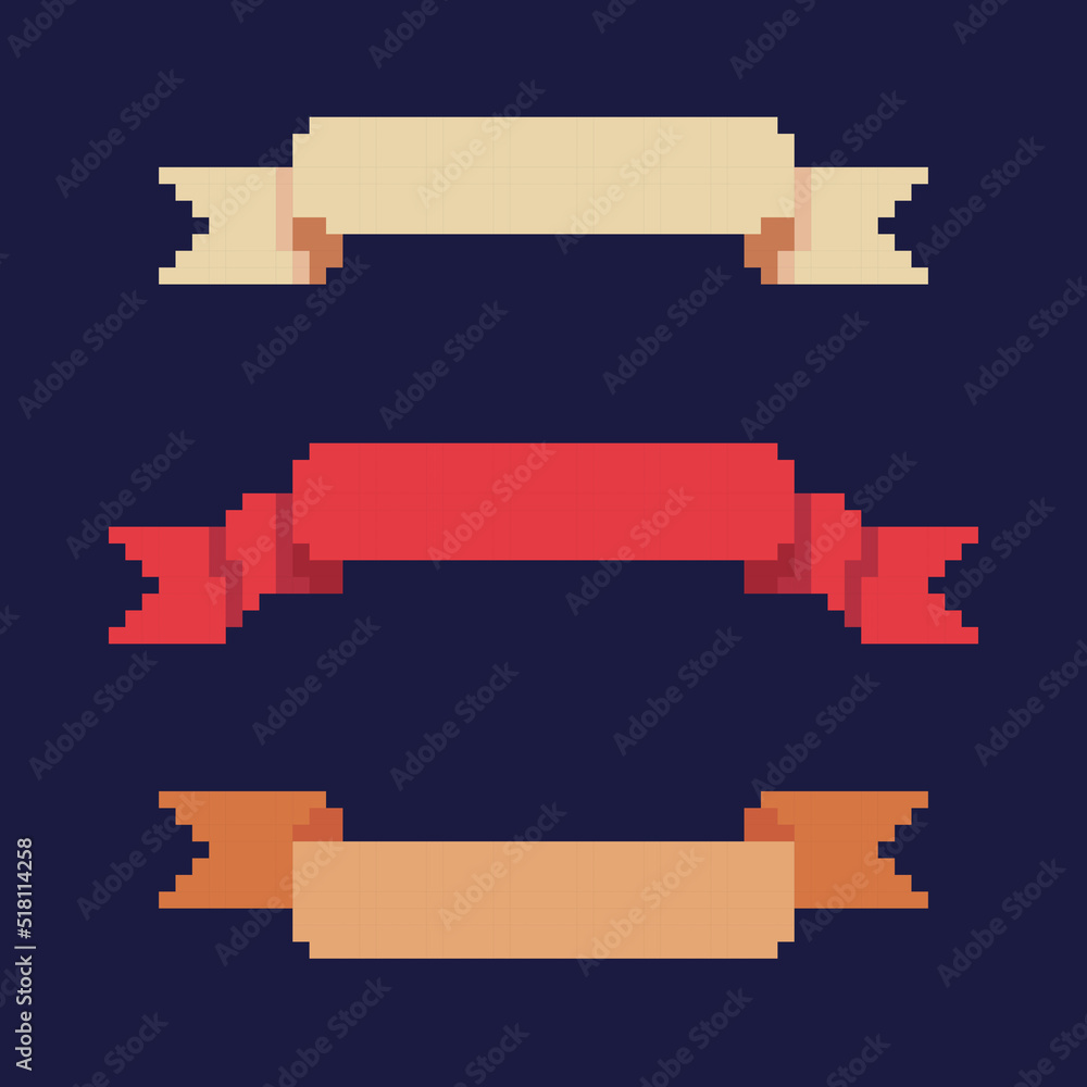 Pixel set banner ribbon creative design icon vector illustration