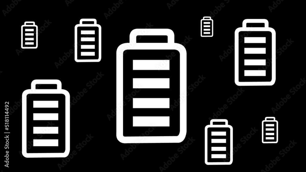 Cell phone battery floating, charging, white, black background Cell phone battery floating, charging, white, black background