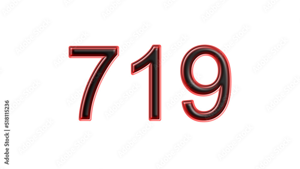 red 719 number 3d effect white background red 719 number 3d effect white background