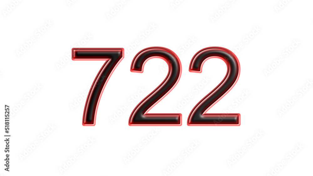red 722 number 3d effect white background red 722 number 3d effect white background