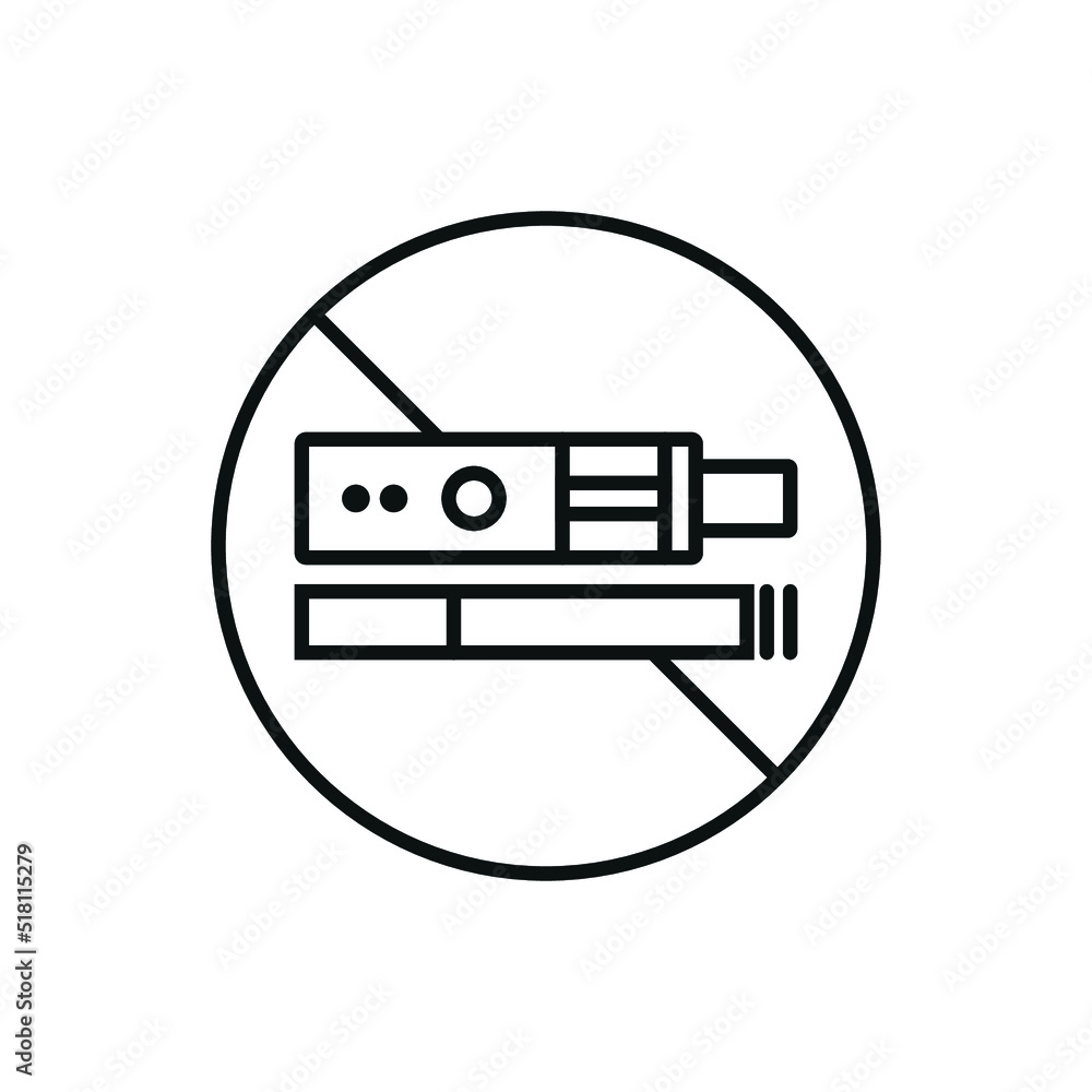 NO VAPING combined sign icon - editable stroke NO VAPING combined sign icon - editable stroke