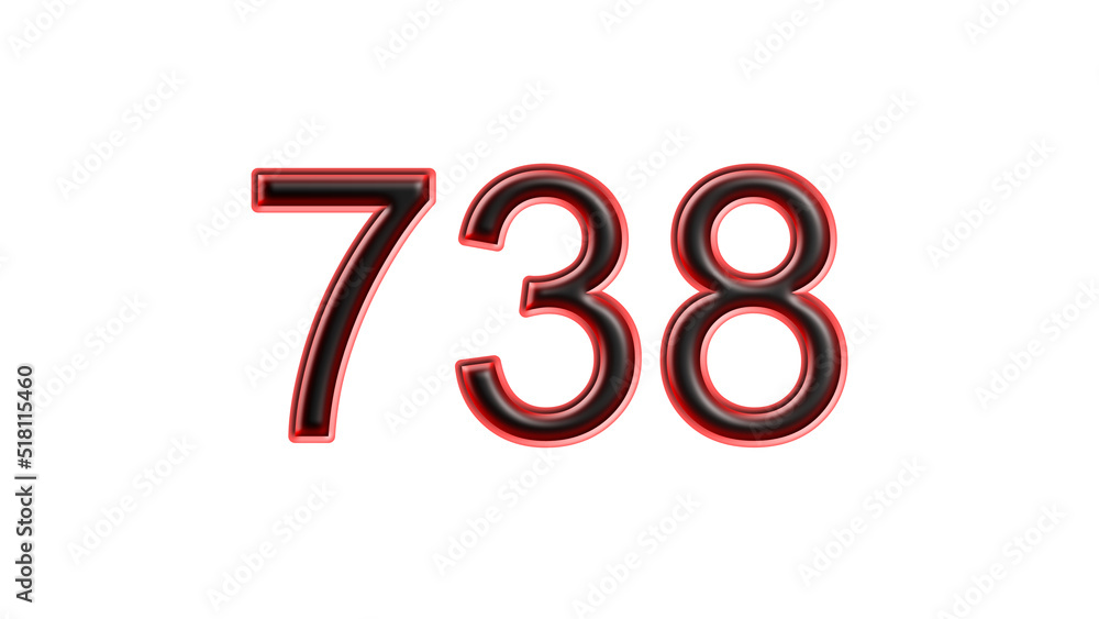 red 738 number 3d effect white background red 738 number 3d effect white background