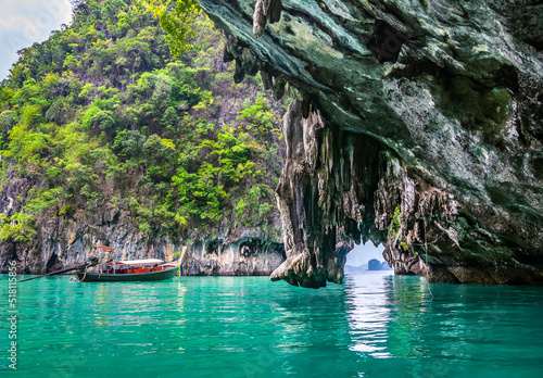 Amazing view of lagoon in Koh Hong island from kayak. Location: Koh Hong island, Krabi, Thailand, Andaman Sea. Artistic picture. Beauty world. Travel concept. photo
