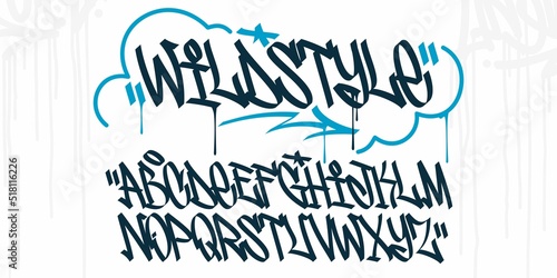Abstract Handwritten Hiphop Graffiti Street Art Style Font Alphabet Vector Illustration Template