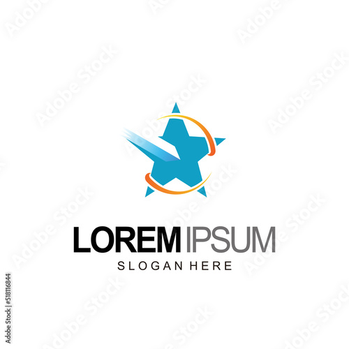 creative star and arrow, pencil logo design and template