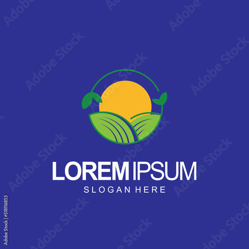 farm logo with leaf and sun design