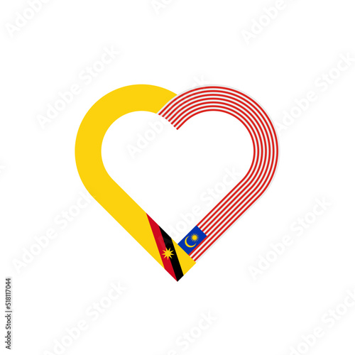 unity concept. heart ribbon icon of sarawak and malaysia flags. vector illustration isolated on white background
