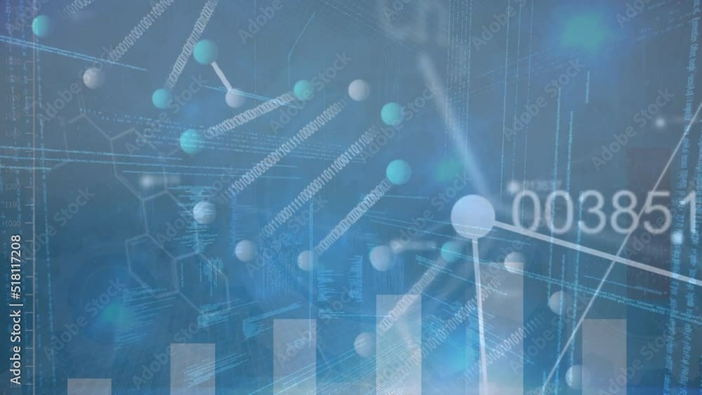 Animation of dna strand spinning over data processing Animation of dna strand spinning over data processing