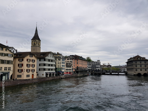 travel photo of European city, river
