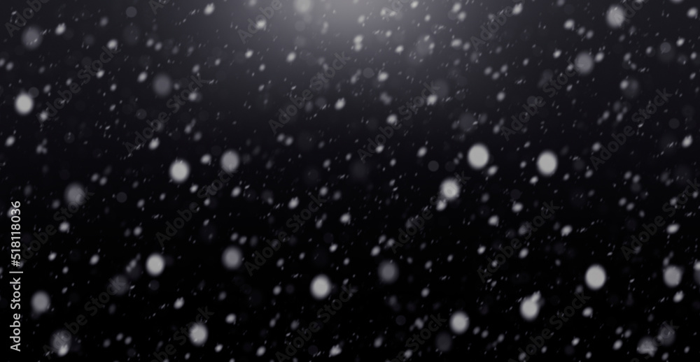 Falling snow on black background stock illustration