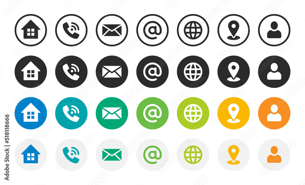 Contact information icon collection, Vector illustration. Contact information icon collection, Vector illustration.
