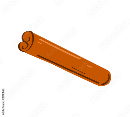 Cinnamon stick isolated on white background. Vector illustration. 