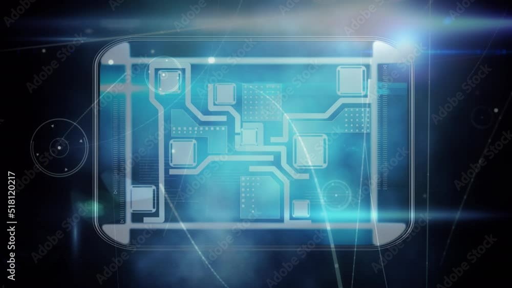 Animation of connections and integrated circuit in black space Animation of connections and integrated circuit in black space