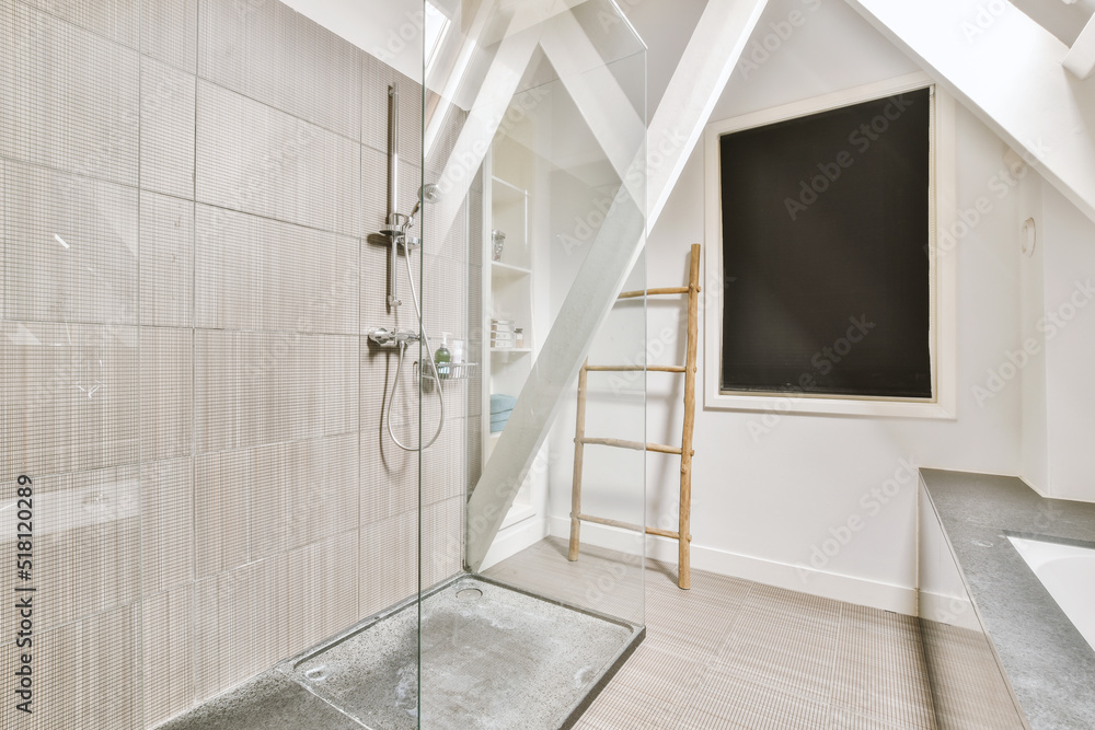 Interior of a sink with a shower and bathtub Interior of a sink with a shower and bathtub